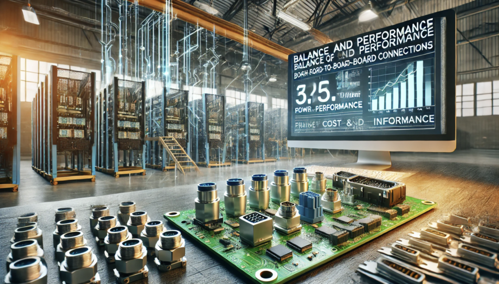 High-power board-to-board connector with dual-row design showcasing signal integrity and compact structure.