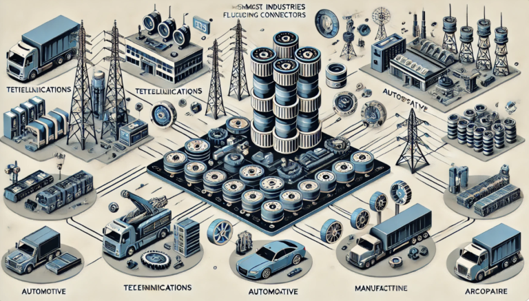 Flexible stacking connector applications across multiple industries showing automotive, medical, and industrial implementations