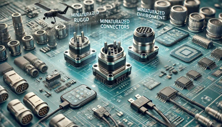 Miniaturized rugged connector comparison showing size reduction and enhanced durability features
