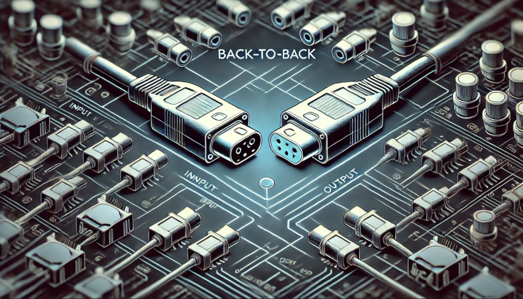 Back-to-back connection in electronics for precise testing of devices.