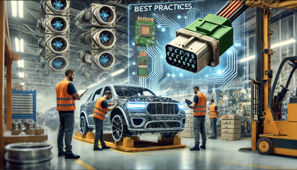 Automotive connectors for electronic manufacturing services (EMS) in electric vehicles and modern automotive applications.
