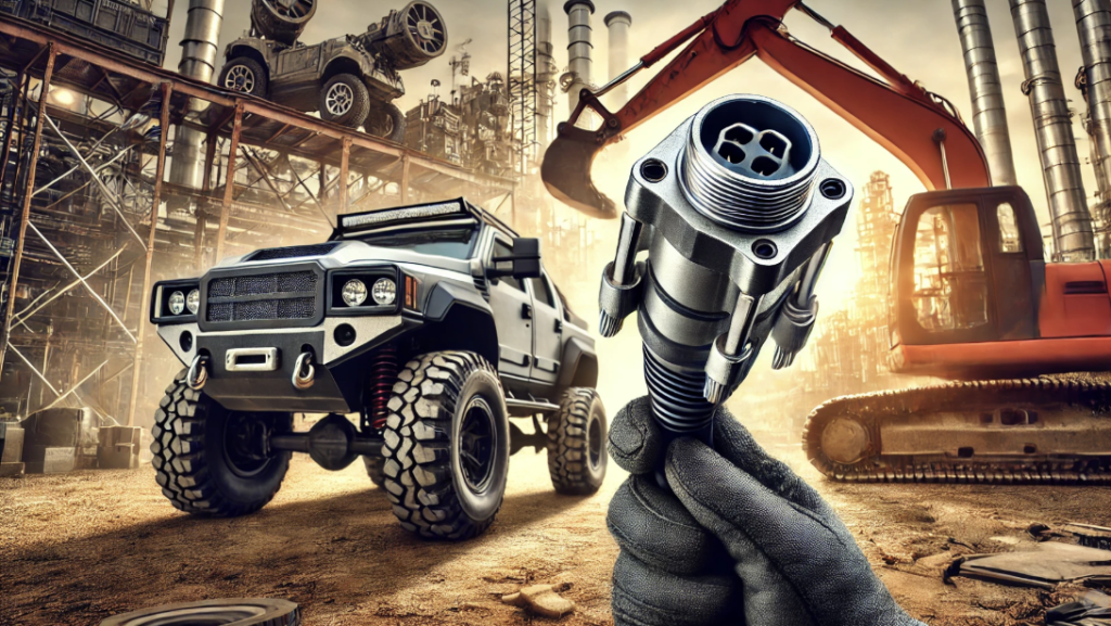 High-performance rugged and power connectors designed for automotive applications, showcasing durability and advanced engineering.