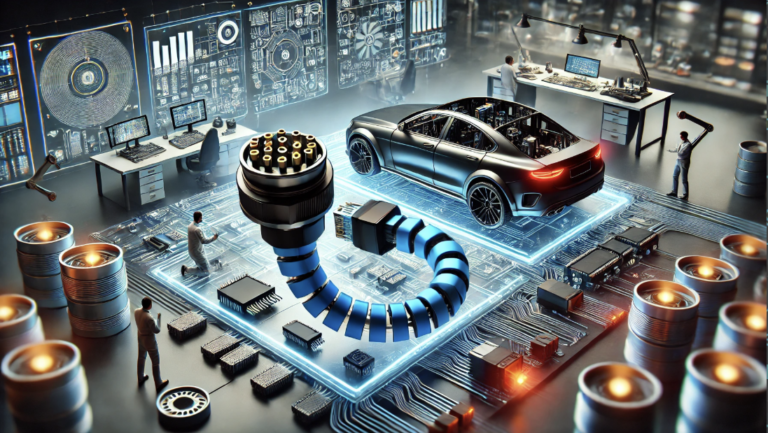 Flexible stacking connector with customizable stack heights used in automotive PCB designs for advanced vehicle electronics.