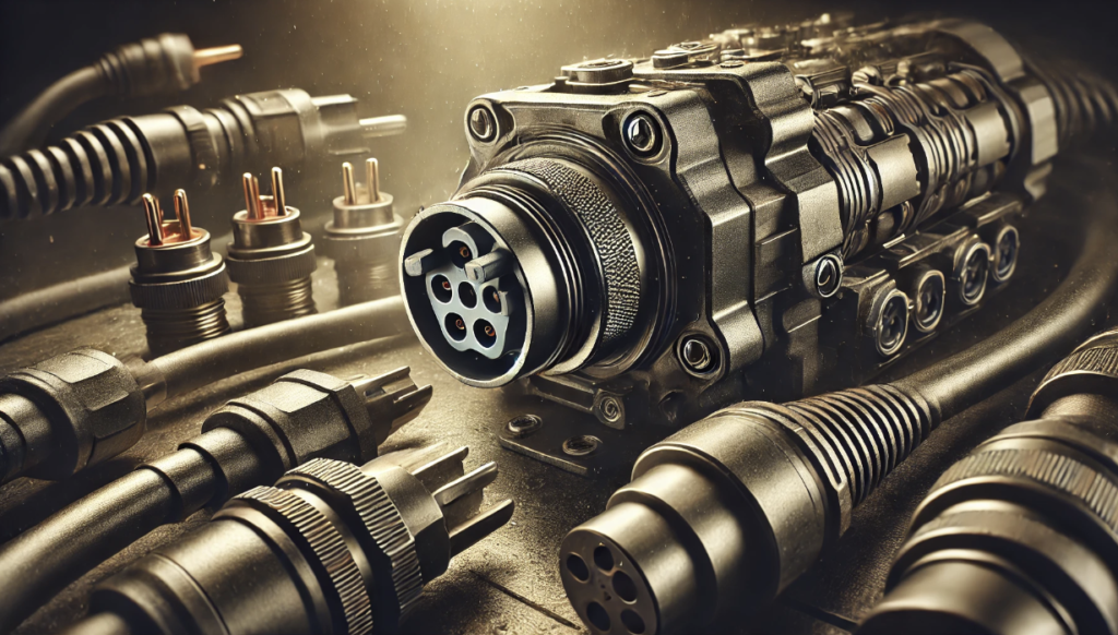 Rugged power connectors designed for extreme environments in aerospace, automotive, and military applications.