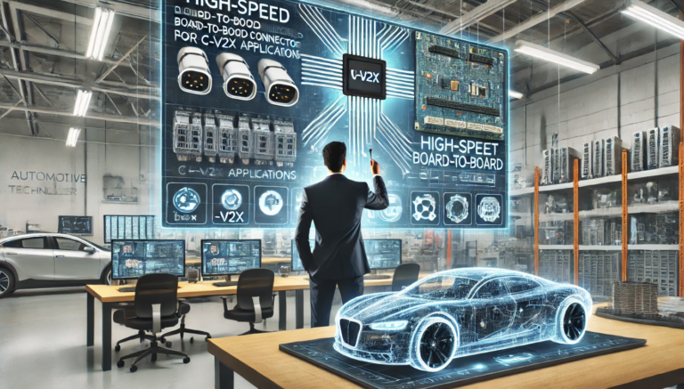 High-speed board-to-board connector in an automotive C-V2X system