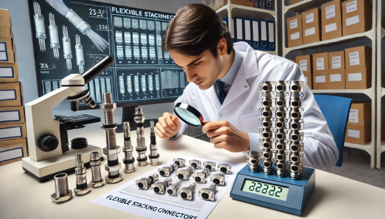 Identifying counterfeit flexible stacking connectors using advanced inspection methods like X-ray and electrical testing