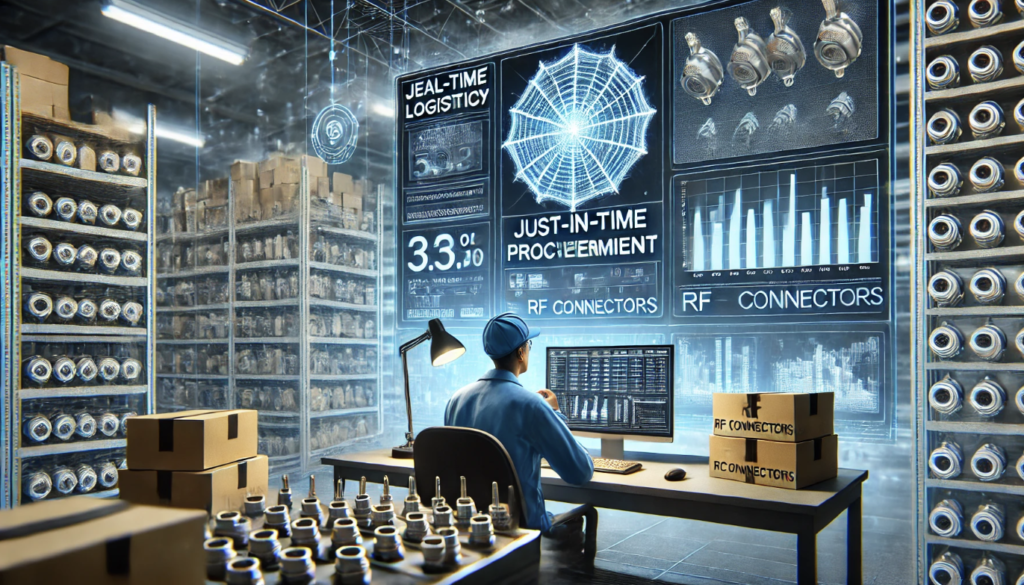 Efficient RF connector procurement process using Just-in-Time (JIT) strategies to reduce delays and improve supply chain management.