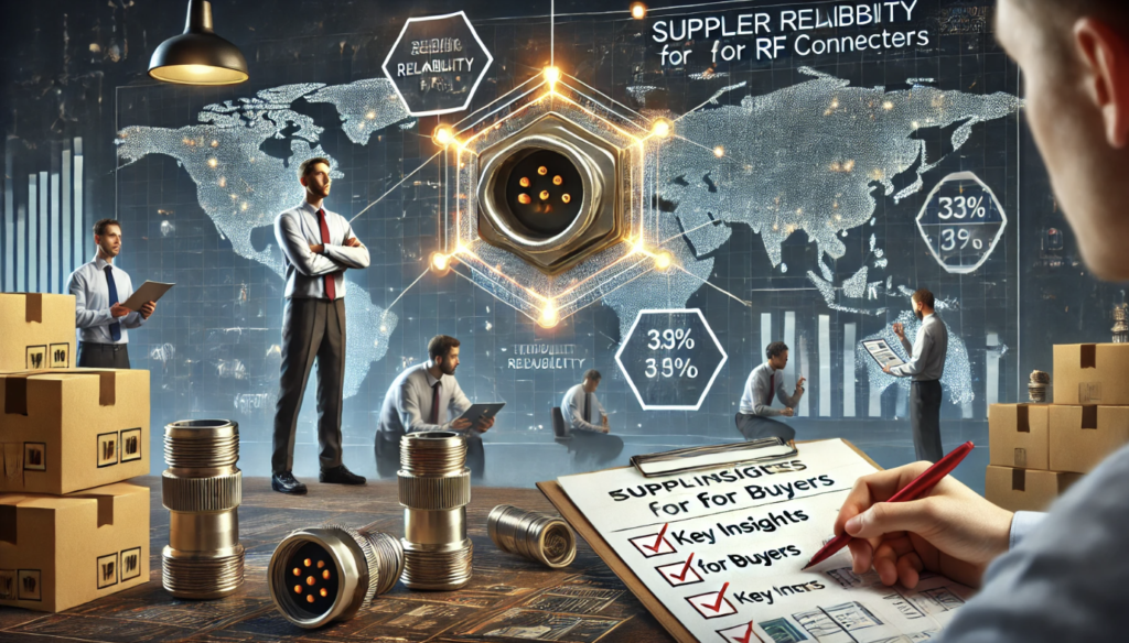 Image illustrating RF connector selection challenges, focusing on impedance matching, environmental durability, and performance factors